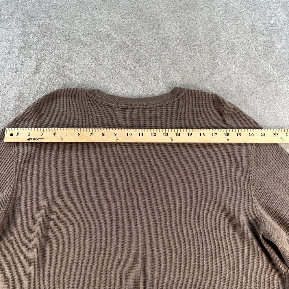 Faded Glory Henley Shirt Mens XL Brown Waffle Knit Thermal Long Sleeve Layering - Picture 7 of 11